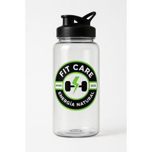 Botella 1L – Transparente con Logo Verde | FIT CARE